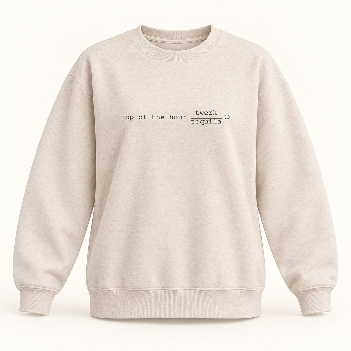 top of the hour crewneck sweatshirt in oatmeal