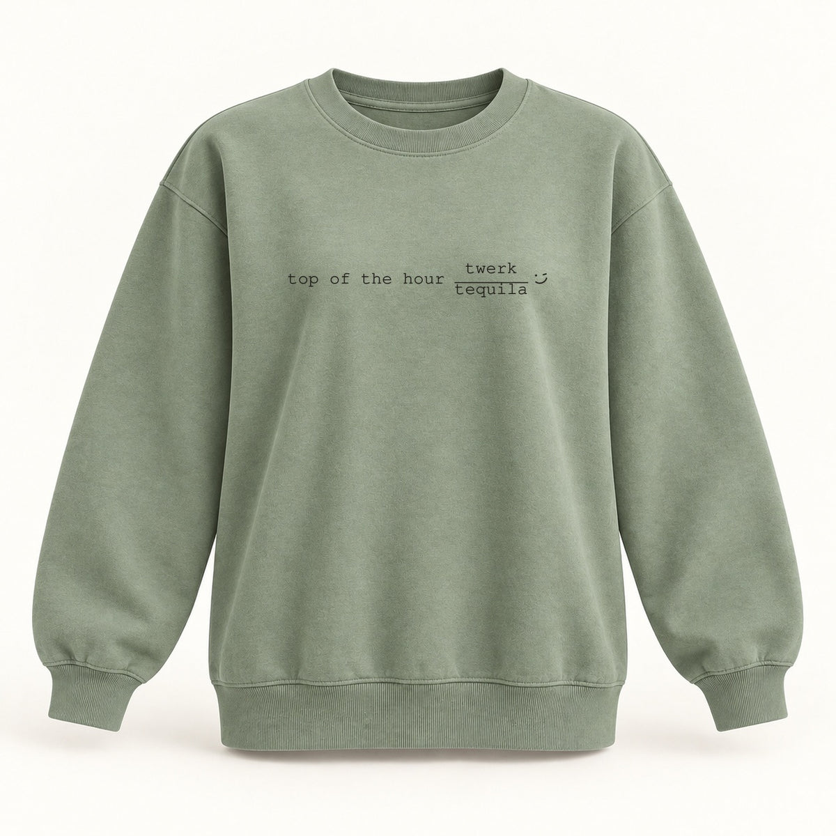 top of the hour crewneck sweatshirt in sage