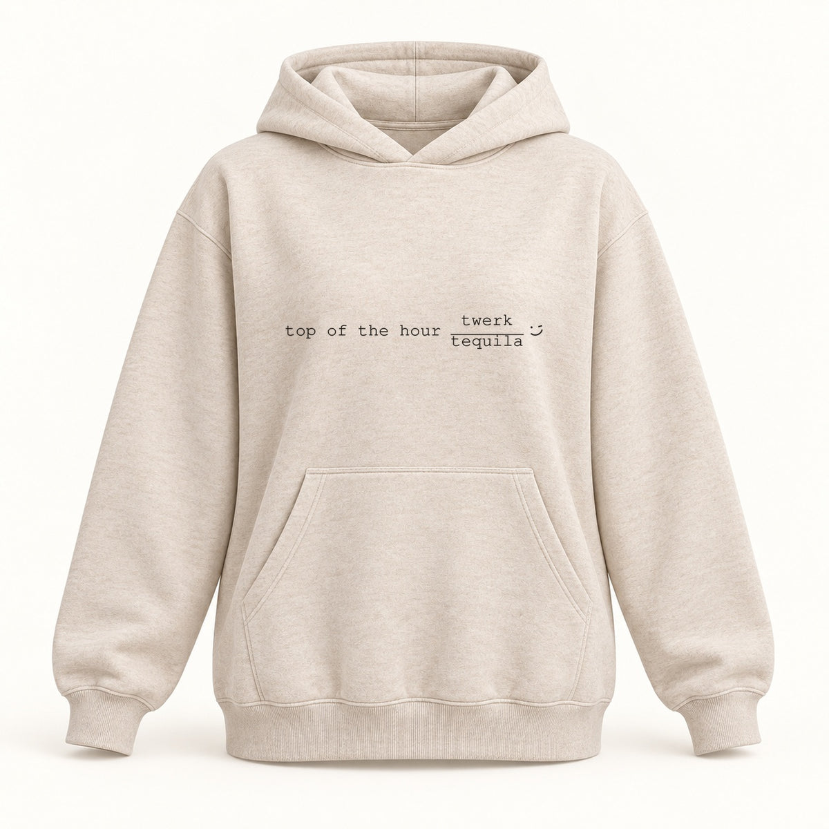 top of the hour hoodie in oatmeal