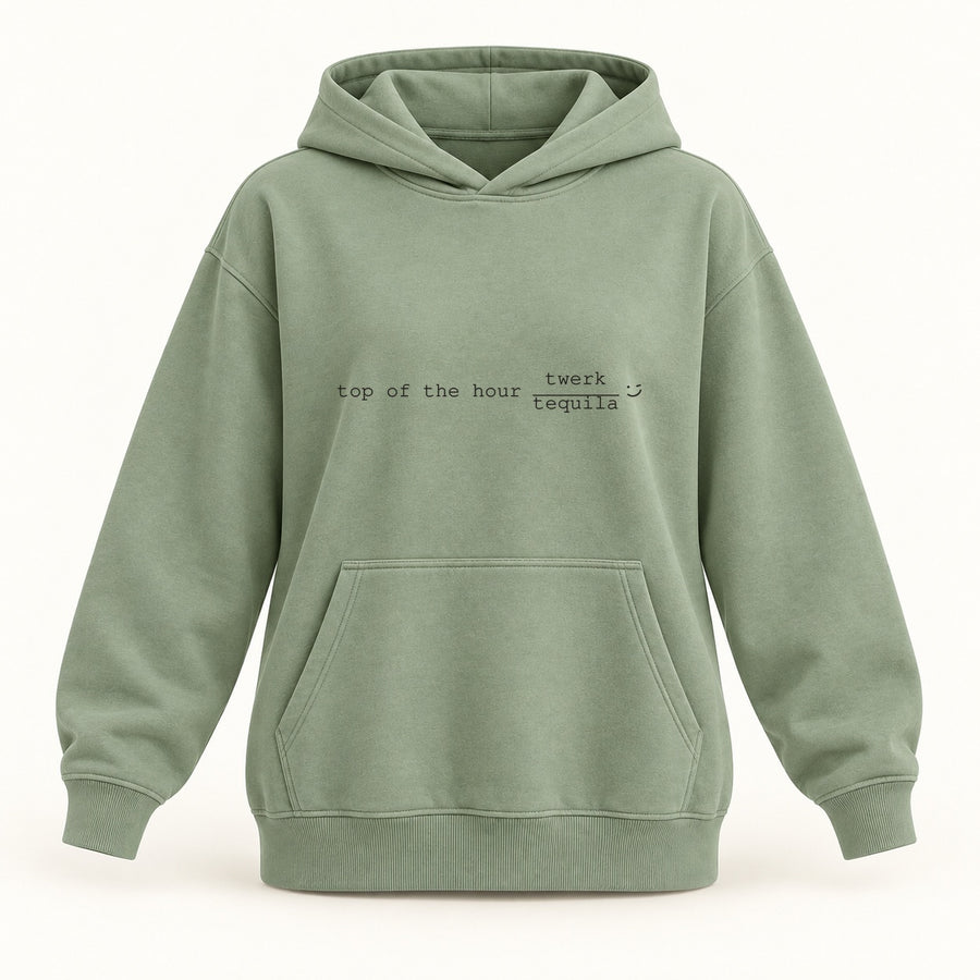 top of the hour hoodie in sage