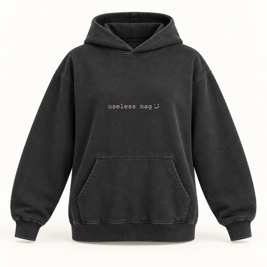 useless nag hoodie in washed black